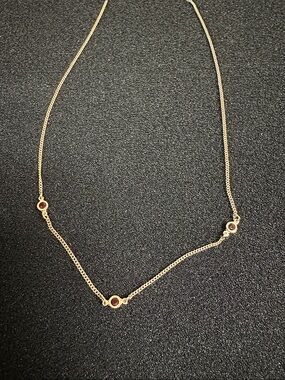 Vintage Delicate 1980’s Avon Ruby Rhinestone Birthstone Station Necklace